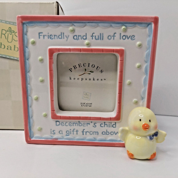 Russ Berrie Baby Month of December Picture Frame Duck Chicken Photo Keepsake - Picture 2 of 10